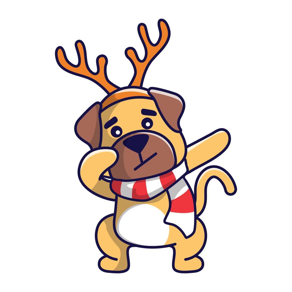 lindo perro de navidad en vector de ilustración de traje de navidad