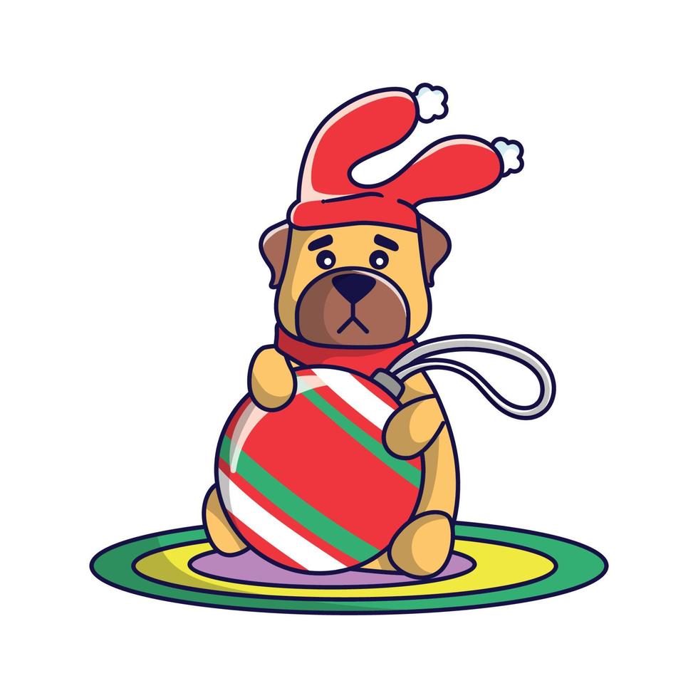 lindo perro de navidad en vector de ilustración de traje de navidad