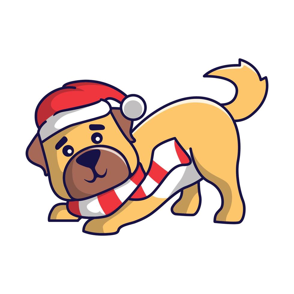 Cute Christmas dog in Christmas costume illustration vector