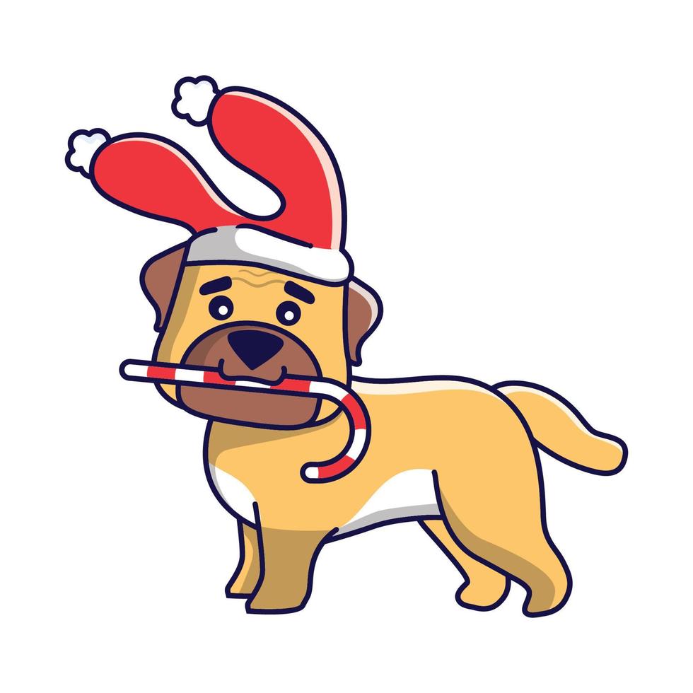 lindo perro de navidad en vector de ilustración de traje de navidad