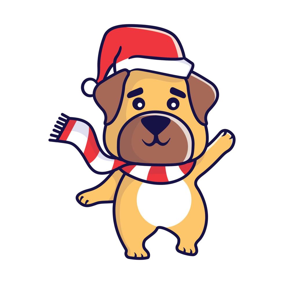 Cute Christmas dog in Christmas costume illustration vector