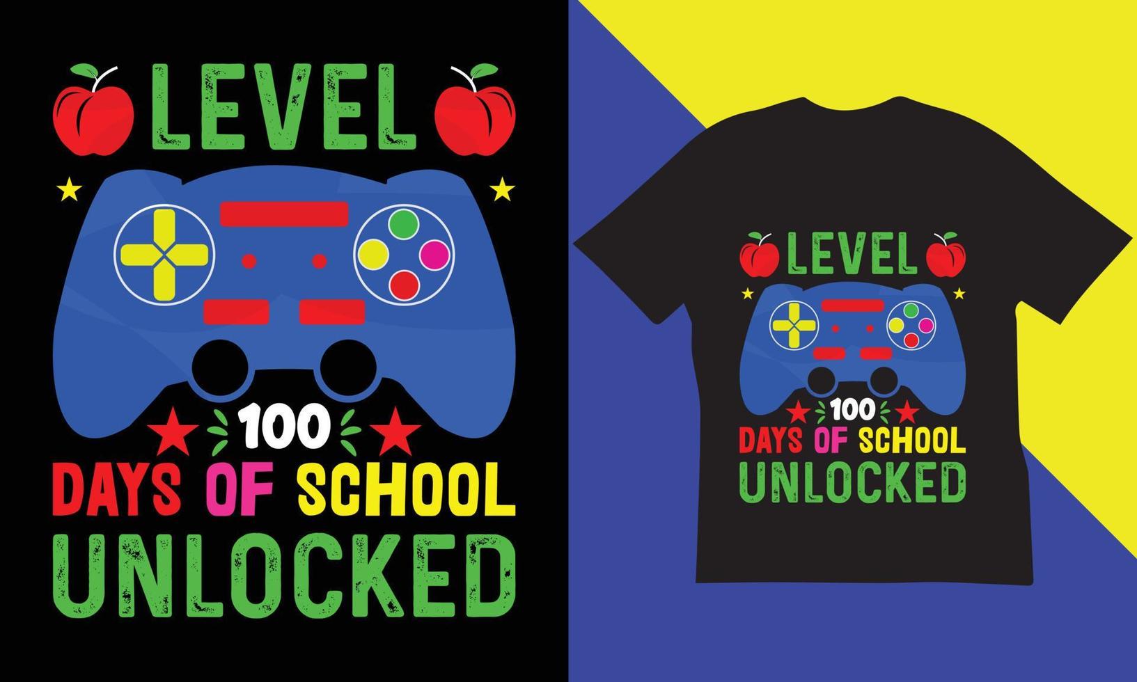 100 Days Of School T-Shirt Design. vector