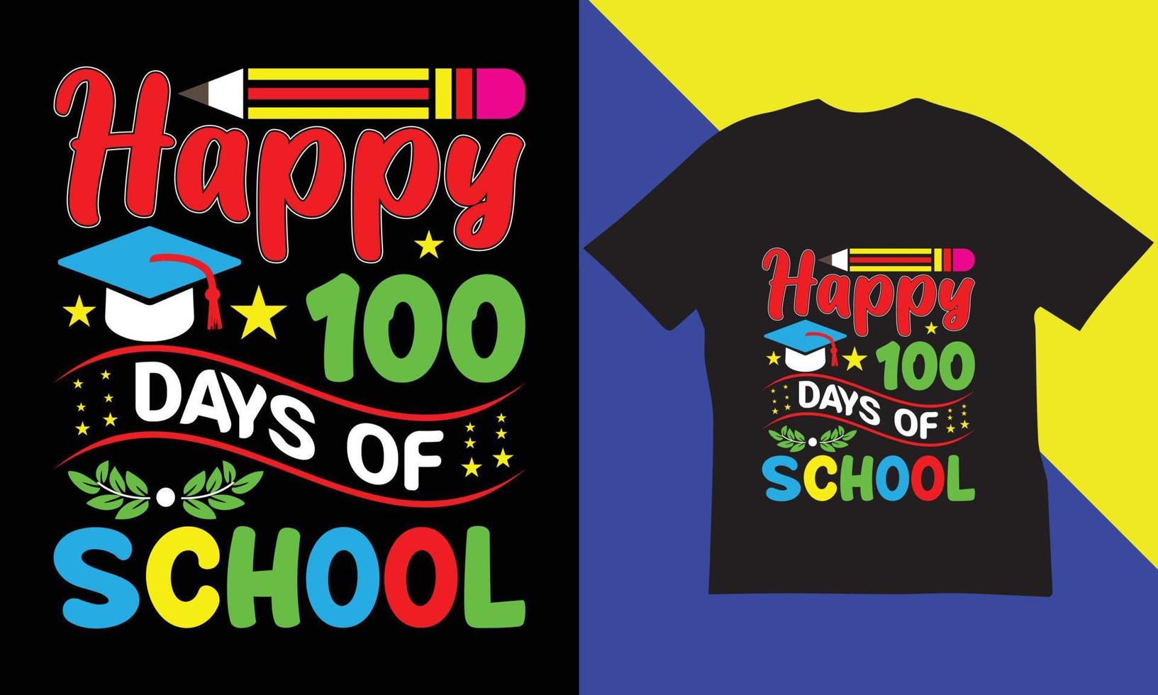 100 días de diseño de camisetas escolares. vector