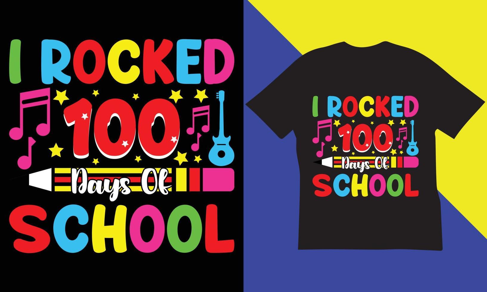 100 Days Of School T-Shirt Design. vector