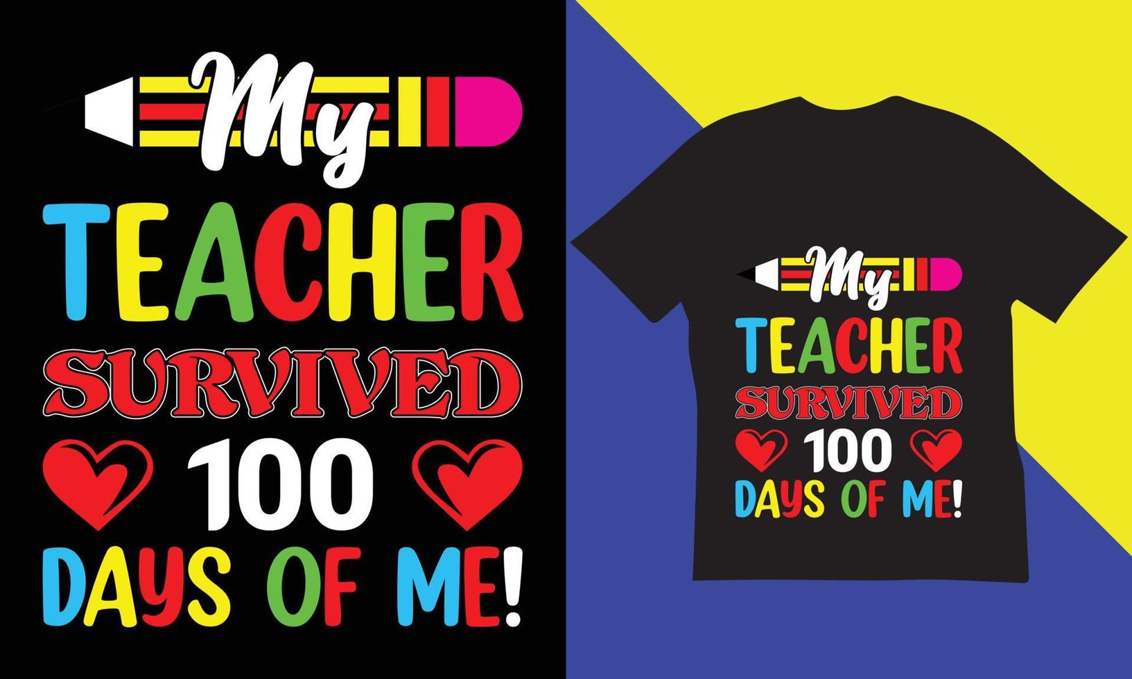 100 Days of School T-Shirt Design. vector