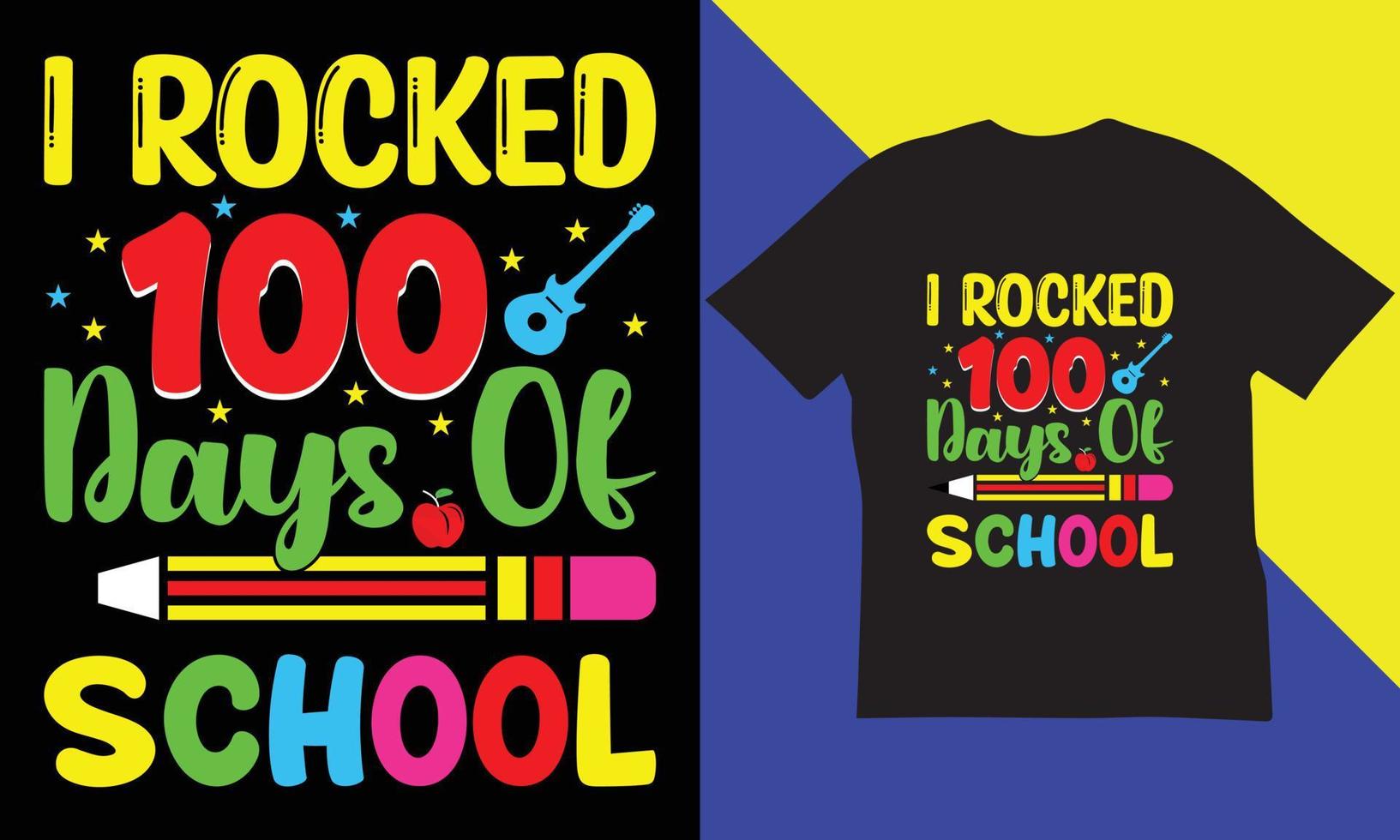 100 Days Of School T-Shirt Design. vector