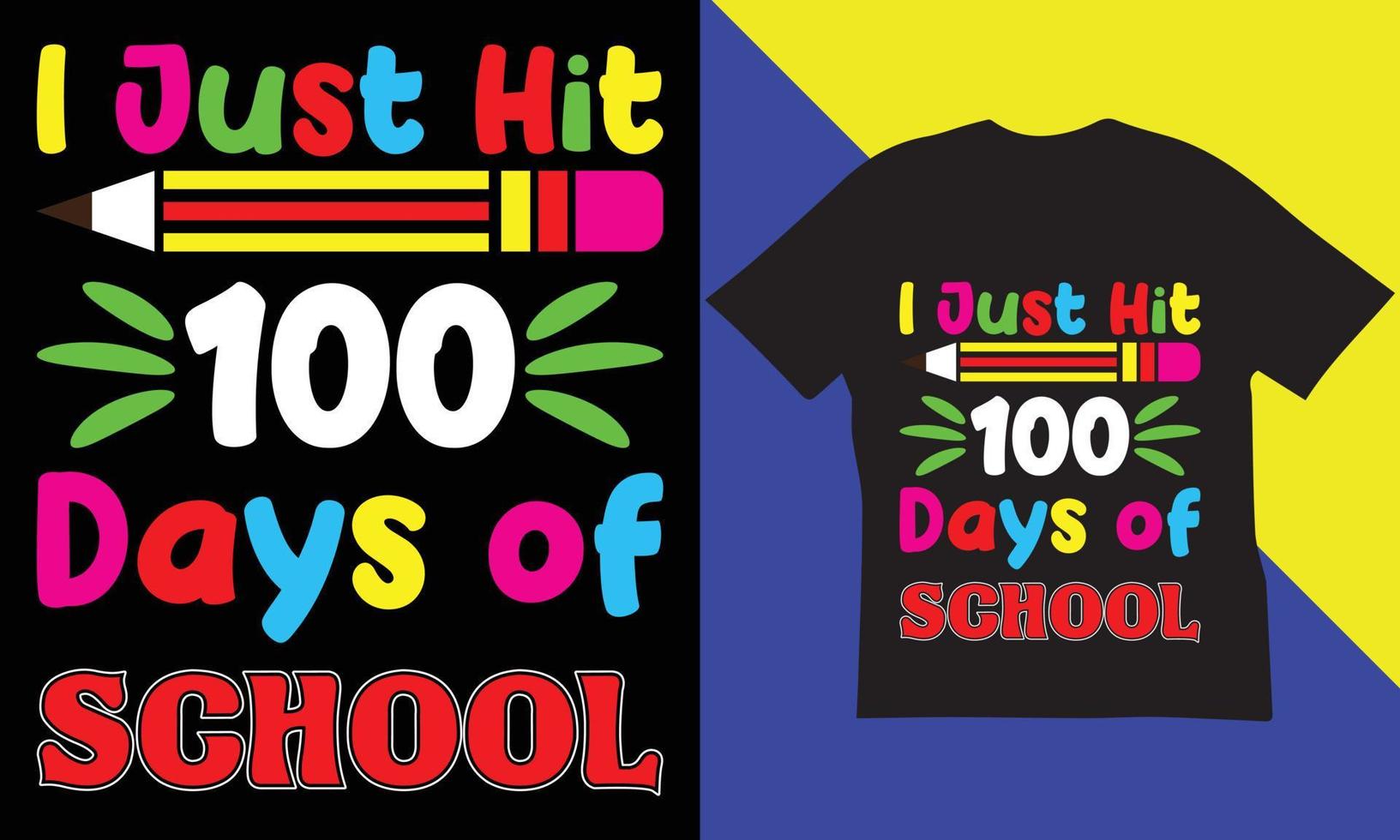 100 Days of School T-Shirt Design. vector