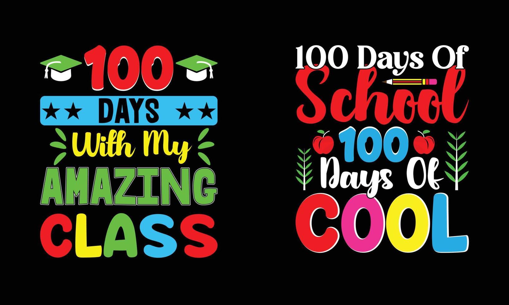 100 Days Of Schol T-Shirt Design Bundle. vector