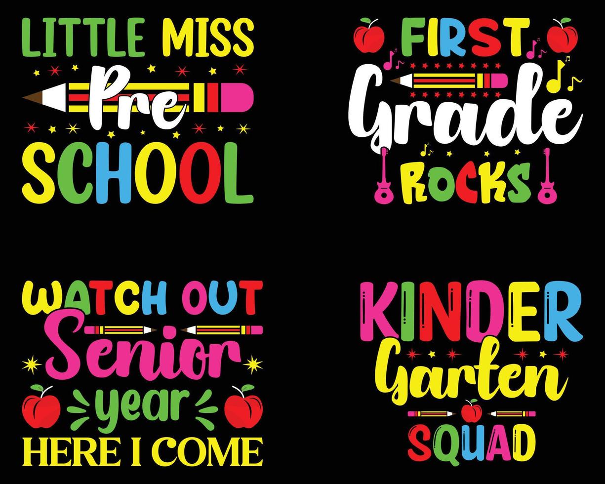 Back To School T-Shirt Design Bundle. vector