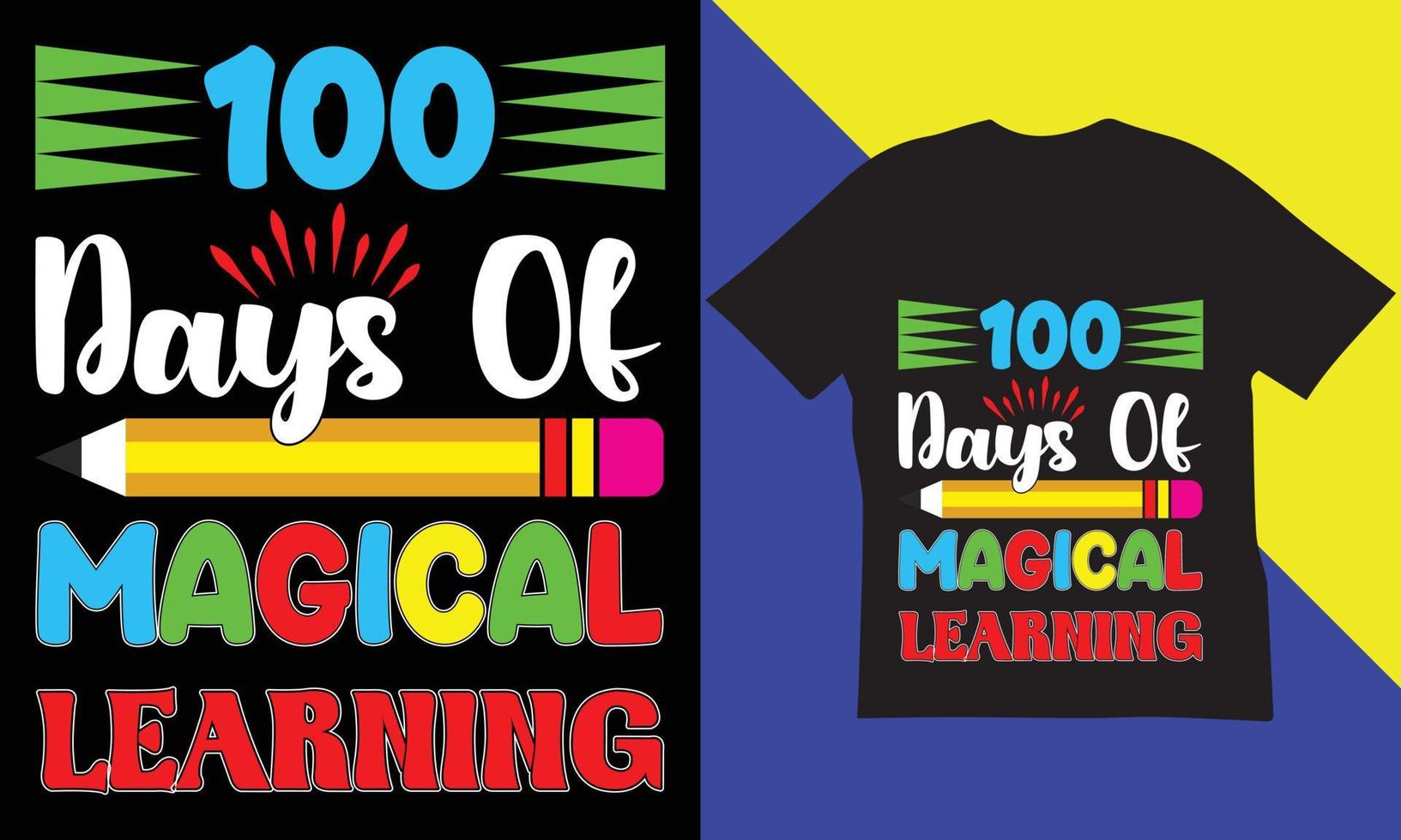 100 Days of School T-Shirt Design. vector