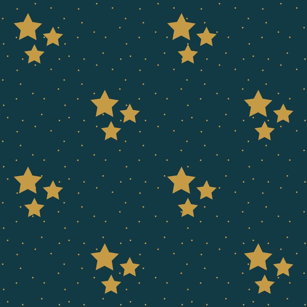 Simple seamless pattern with golden stars and polka dot. Vector illustration.