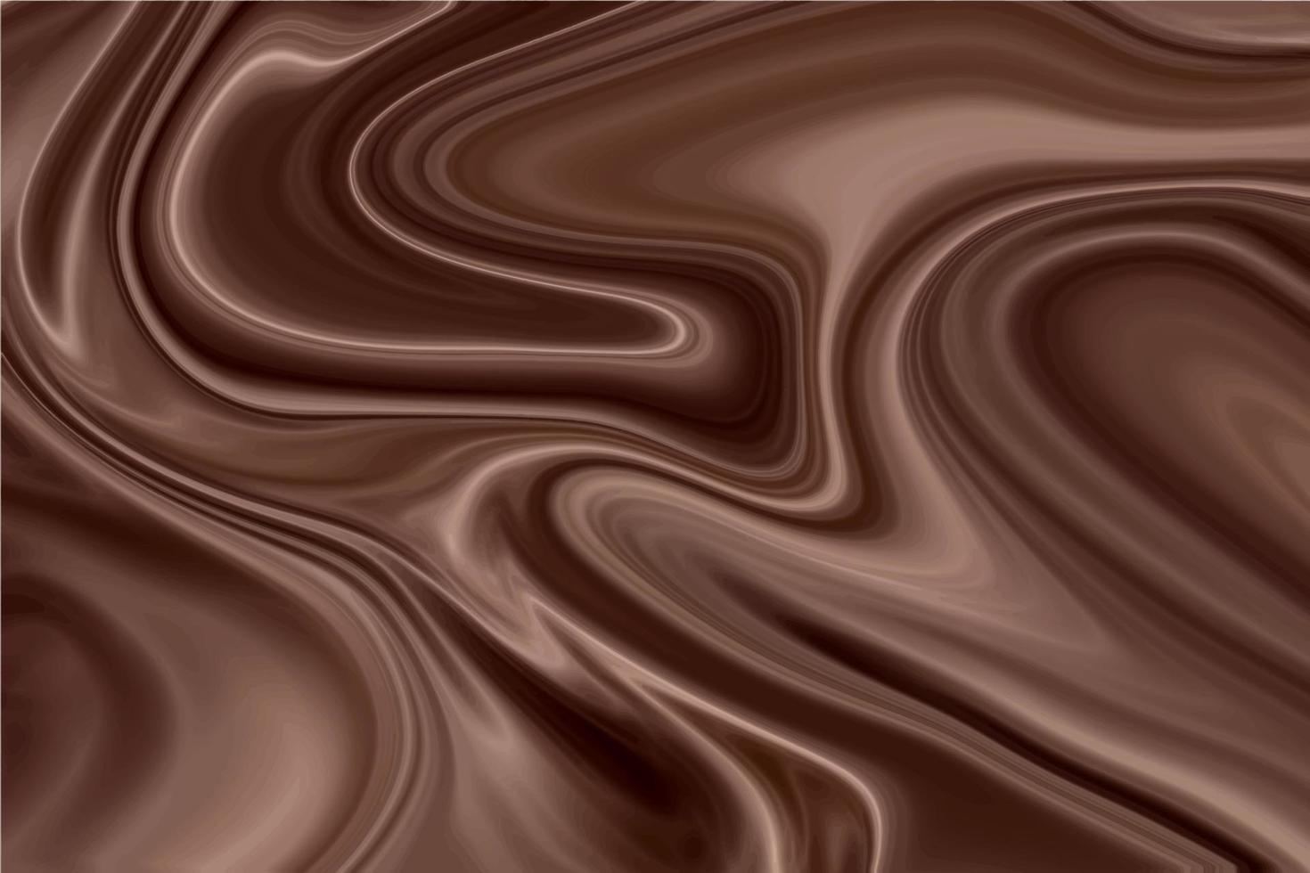 Chocolate wavy swirl background. Abstract satin chocolate waves, brown color flow. Vector illustration