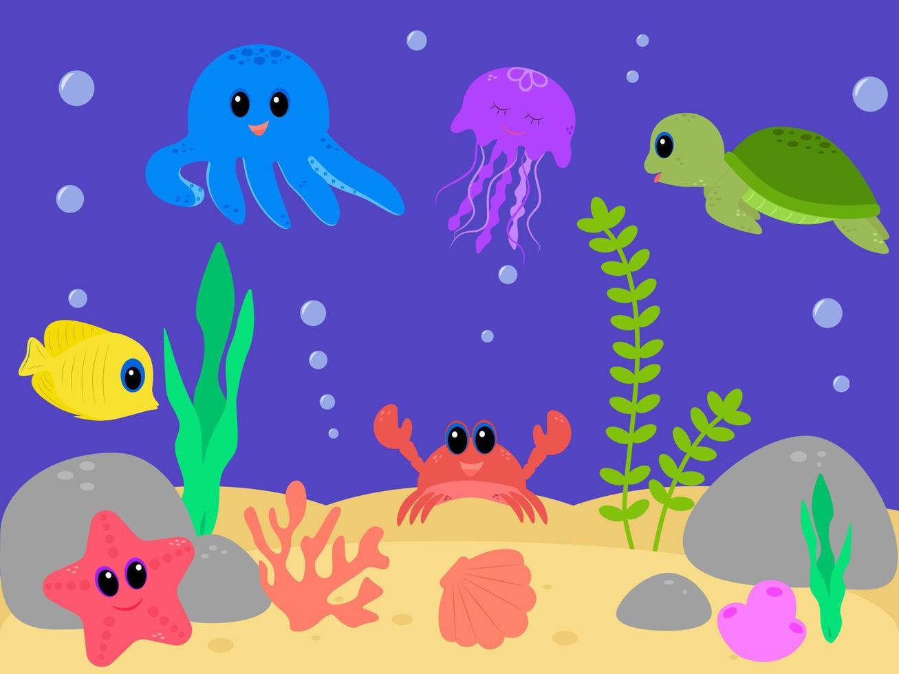 cartoon vector illustration underwater landscape