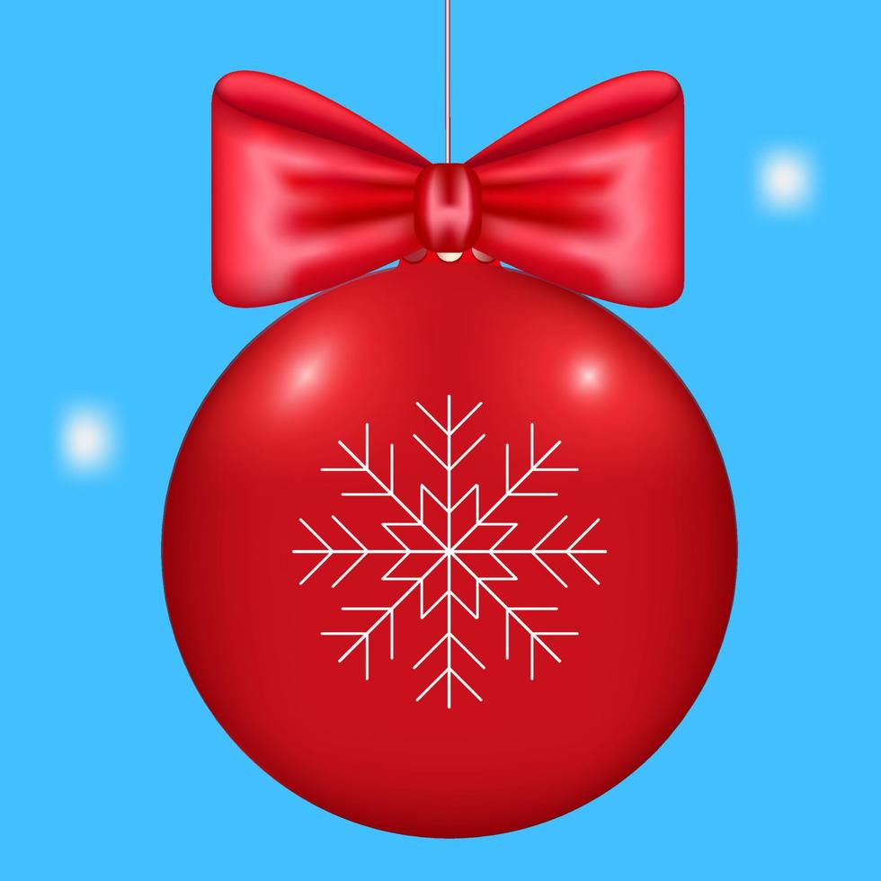 red christmas shiny ball vector