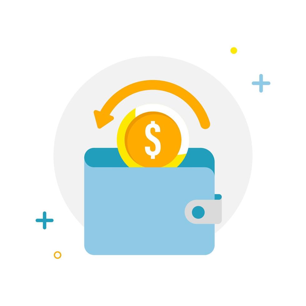 cashback, refund to wallet, saving money concept illustration flat design vector eps10. modern graphic element for landing page, empty state ui, infographic, icon