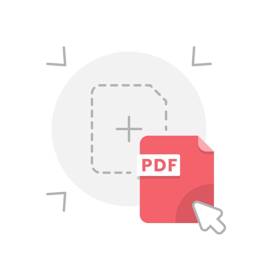 arrastrar y soltar, agregar archivo con formato pdf extensión concepto ilustración diseño plano vector eps10. elemento gráfico moderno para página de destino, interfaz de usuario de estado vacío, infografía, icono