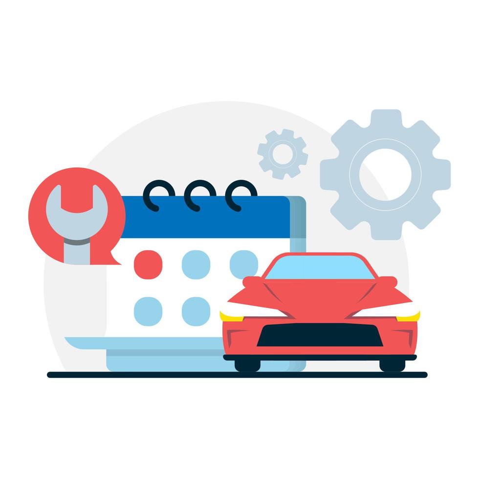 annual car service maintenance concept illustration flat design vector eps10. modern graphic element for landing page, empty state ui, infographic, icon