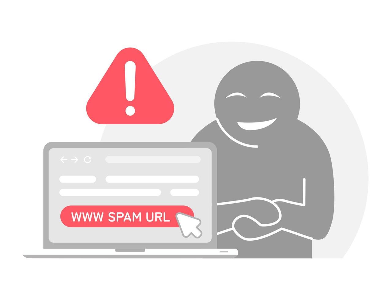 don't click spam URL, suspicious and dangerous hyperlink concept illustration flat design vector eps10. modern graphic element for landing page, empty state ui, infographic, icon