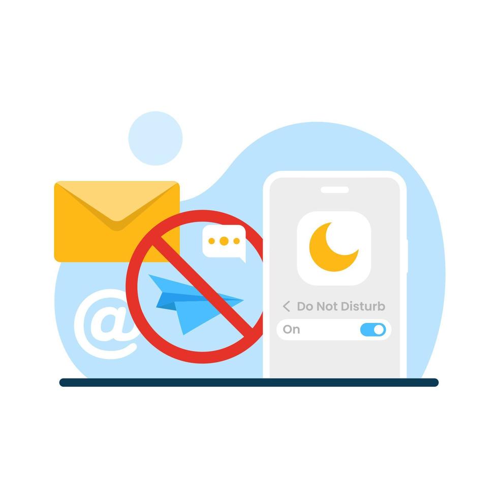 Do Not Disturb, focus mode on smartphone concept illustration flat design vector eps10. modern graphic element for landing page, empty state ui, infographic, icon