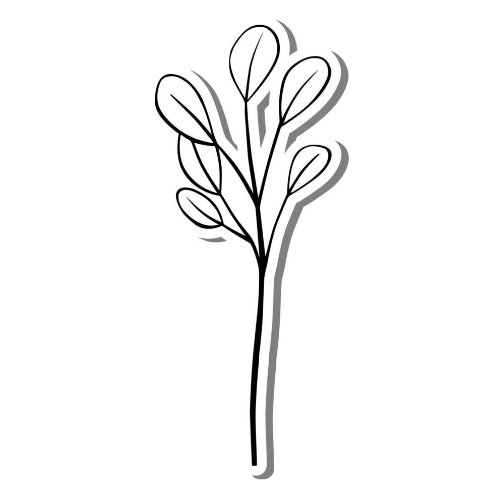 hojas monocromáticas en silueta blanca y sombra gris. ilustración vectorial para decoración o cualquier diseño. vector