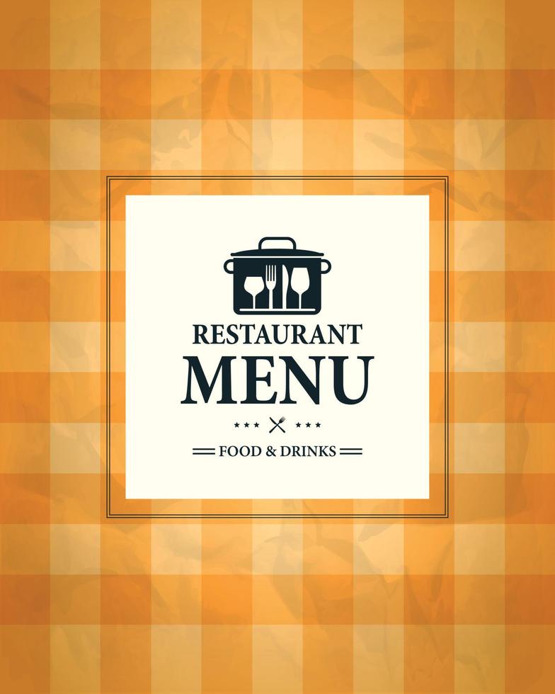 Food and drinks restaurant menu on a retro style tablecloth background vector