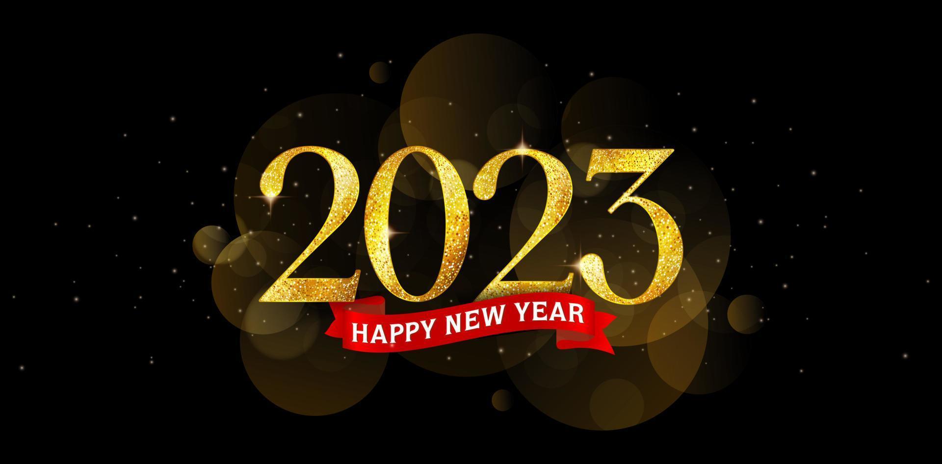 ilustración feliz año nuevo 2023 fondo con cinta roja para planificador de calendario de escritorio o pared, tarjeta de saludo, invitación, pancarta, volante, serigrafía, afiche, presentaciones y cubierta, impresión de collages vector
