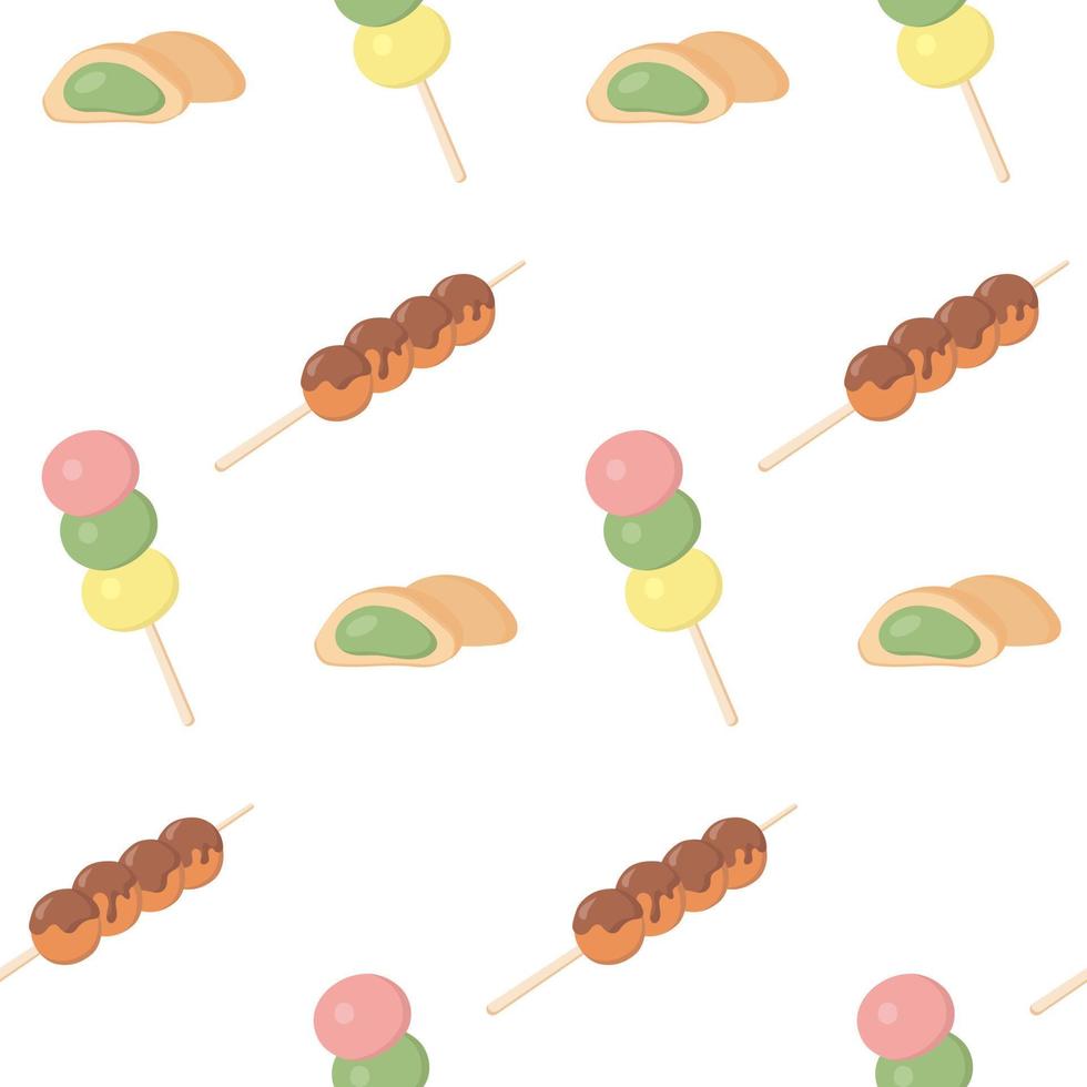 Seamless pattern with dango and mochi. vector illustration