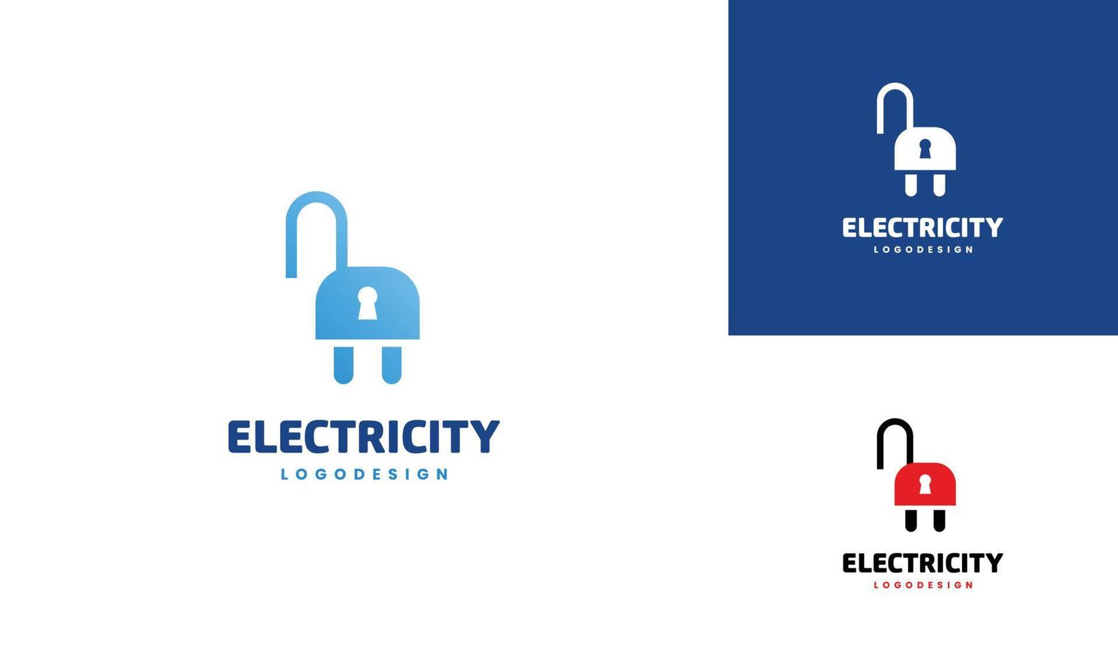 vector de concepto de diseño de logotipo de desbloqueo eléctrico