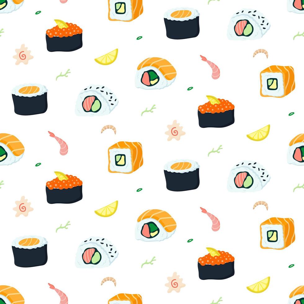 Seamless pattern with Japanese rolls. vector illustration