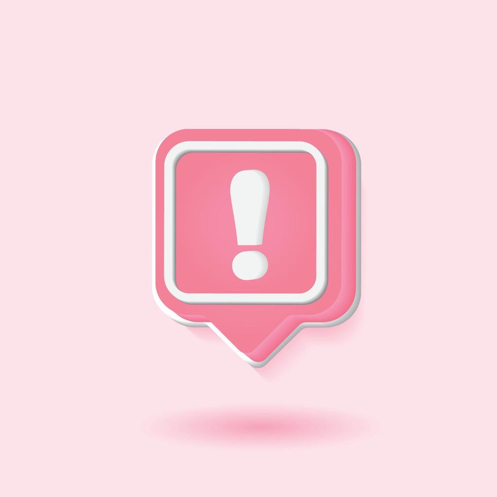 3d icon warning  illustration for alert and announcement vector