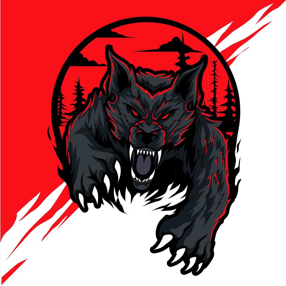 plantilla de logotipo de mascota de juego wolf esport vector