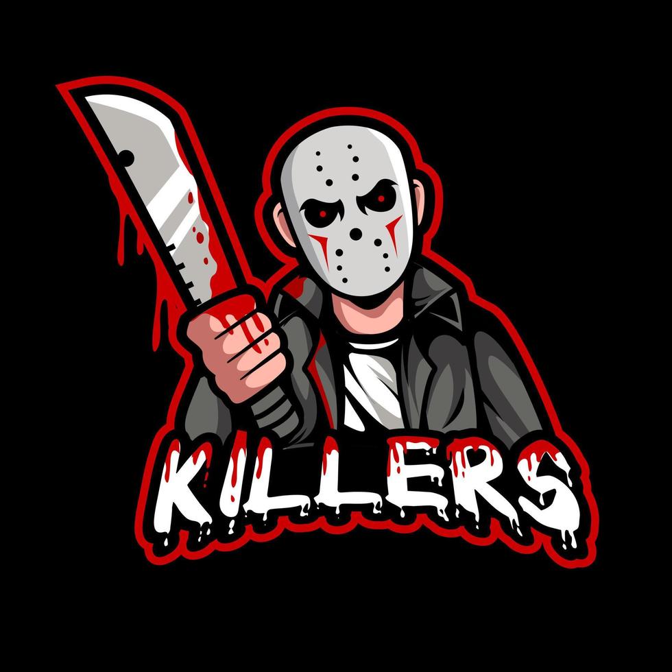 killers with knife mascot logo cartoon vecctor illustration vector