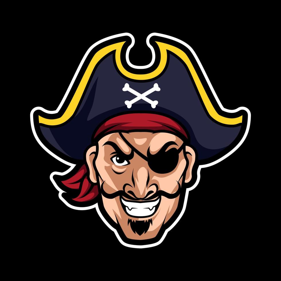 una mascota de capitán de personaje de dibujos animados pirata vector