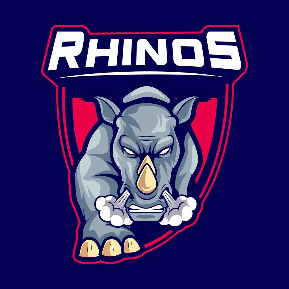 vector de cabeza de rinoceronte, equipo de logotipo de esport de rinoceronte, vector de mascota de rinoceronte