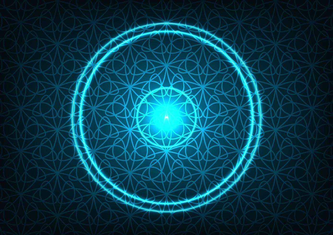 Futuristic blue pattern messy lines neon circle background vector
