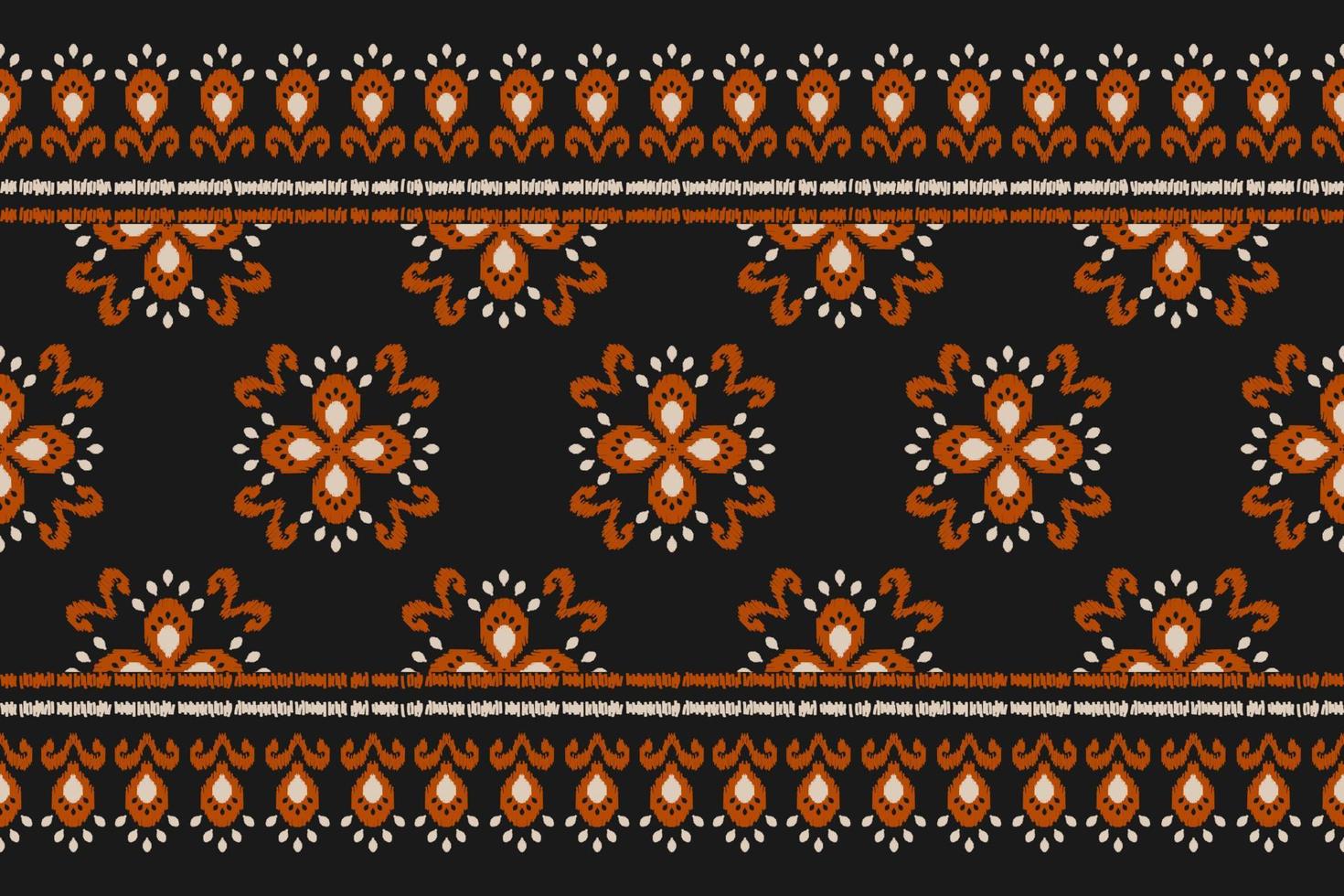 Ikat seamless pattern in tribal. Fabric ethnic pattern art. Flower decoration. vector