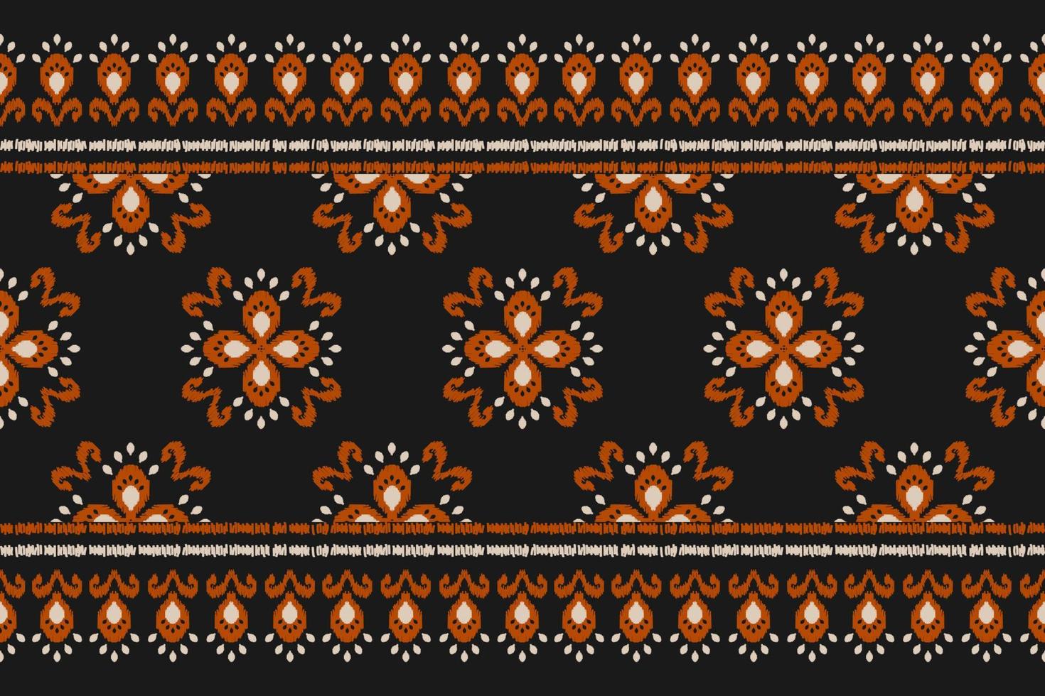 Ikat seamless pattern in tribal. Fabric ethnic pattern art. Flower decoration. vector