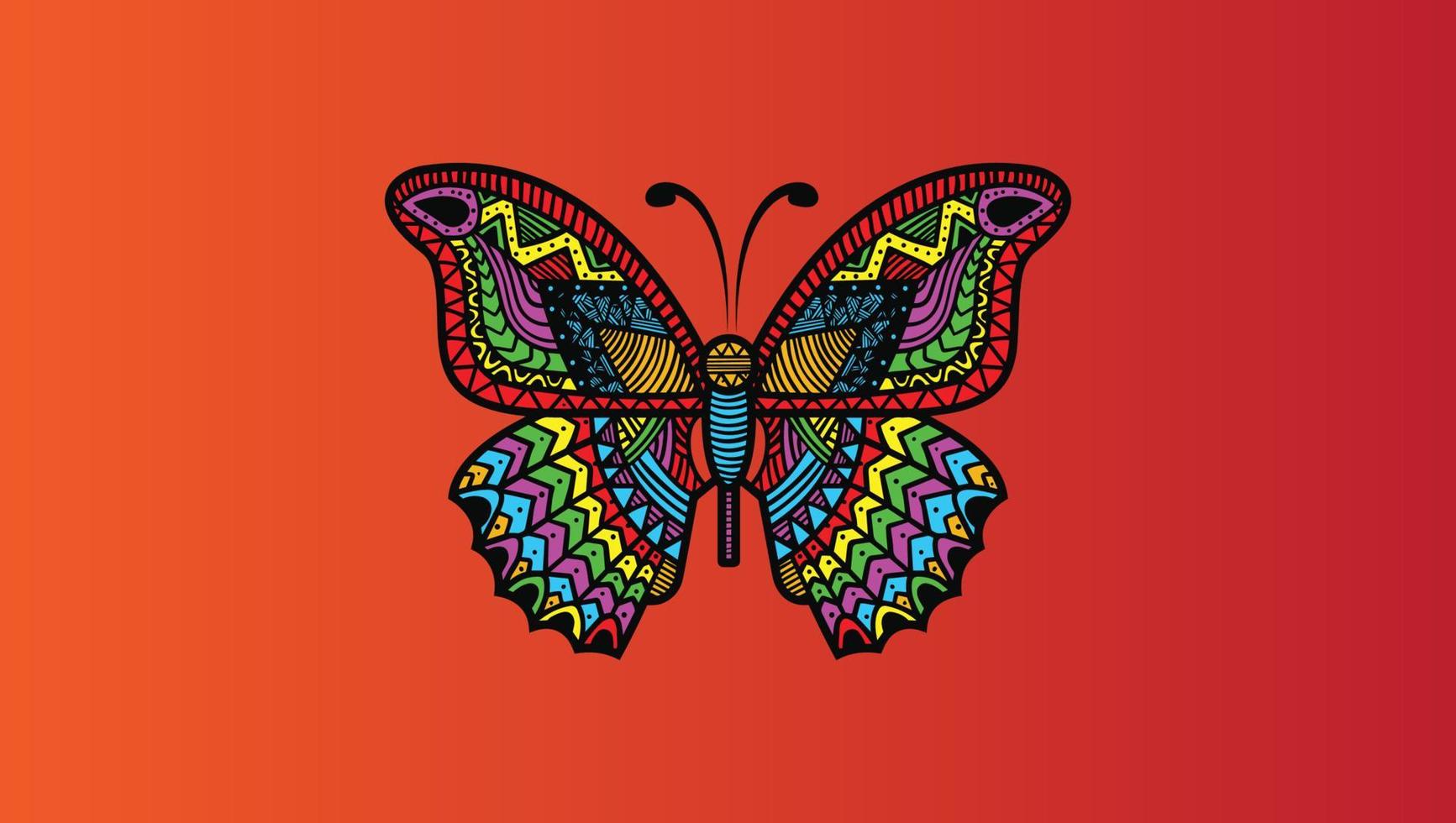 Ilustración de vector realista de mariposa colorida