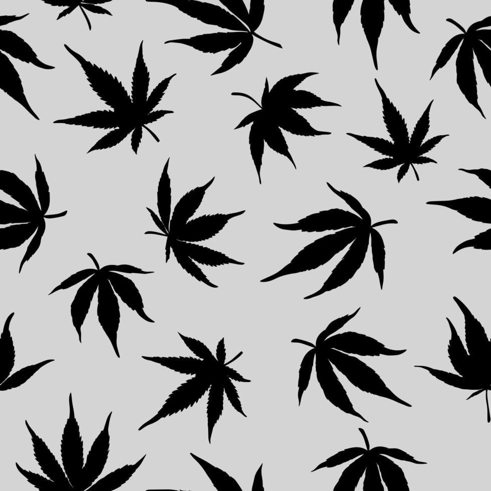 Black hemp on a grey background seamless pattern vector