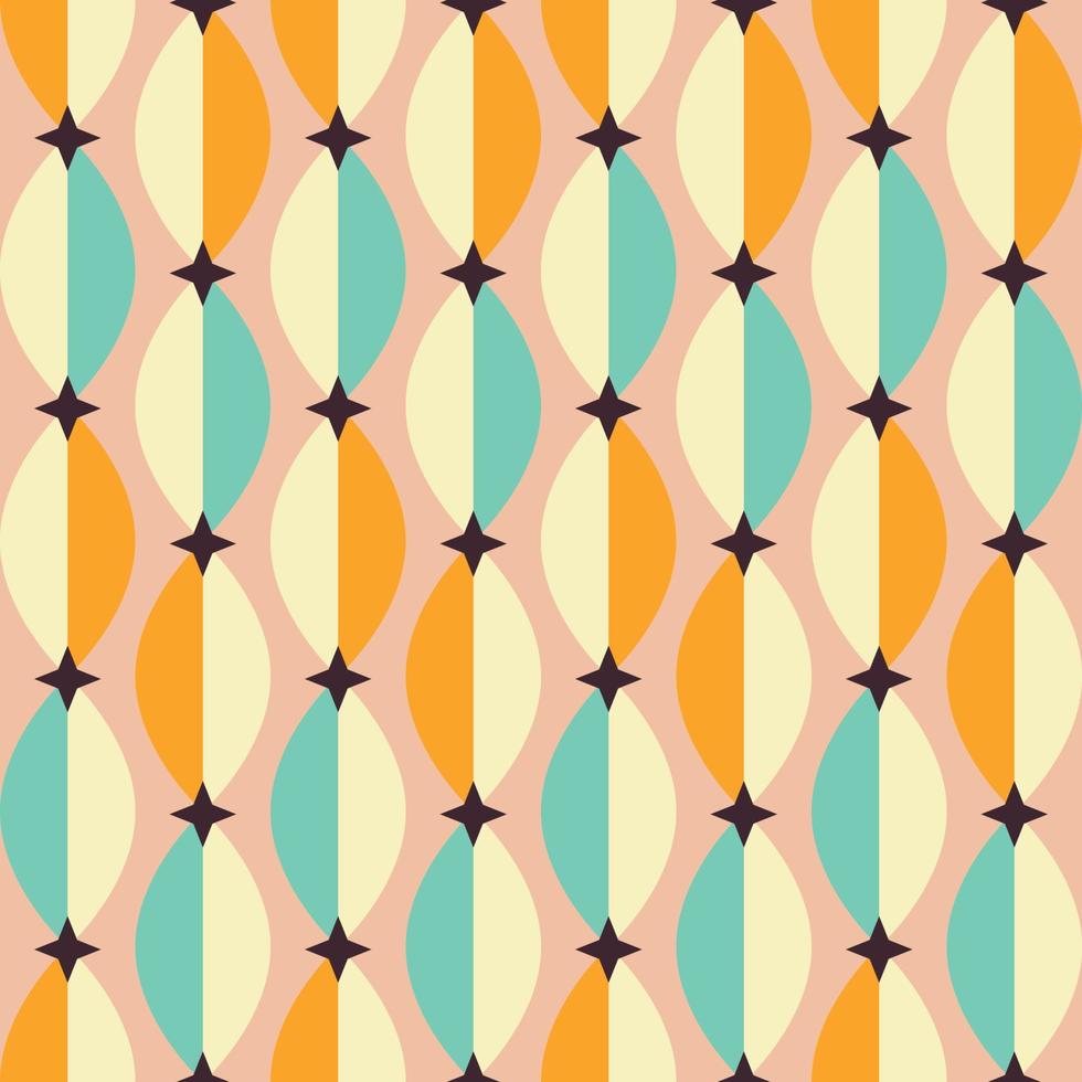 Retro vintage Mid Century pattern in 70s style. Vector illustration