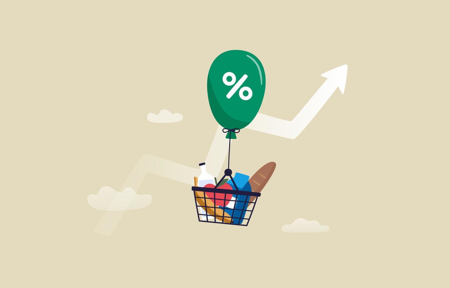 Rising Food Prices. Inflation causing price rising up. Illustration vector