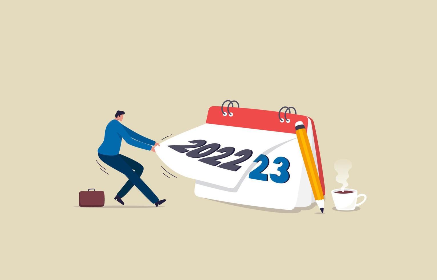 Business in 2023. opportunities for success.  Businessman changing a new year calendar to 2023. Illustration vector