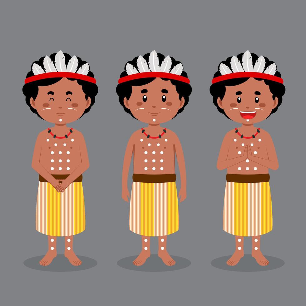 Austraulian Aborigine Character with Various Expression vector
