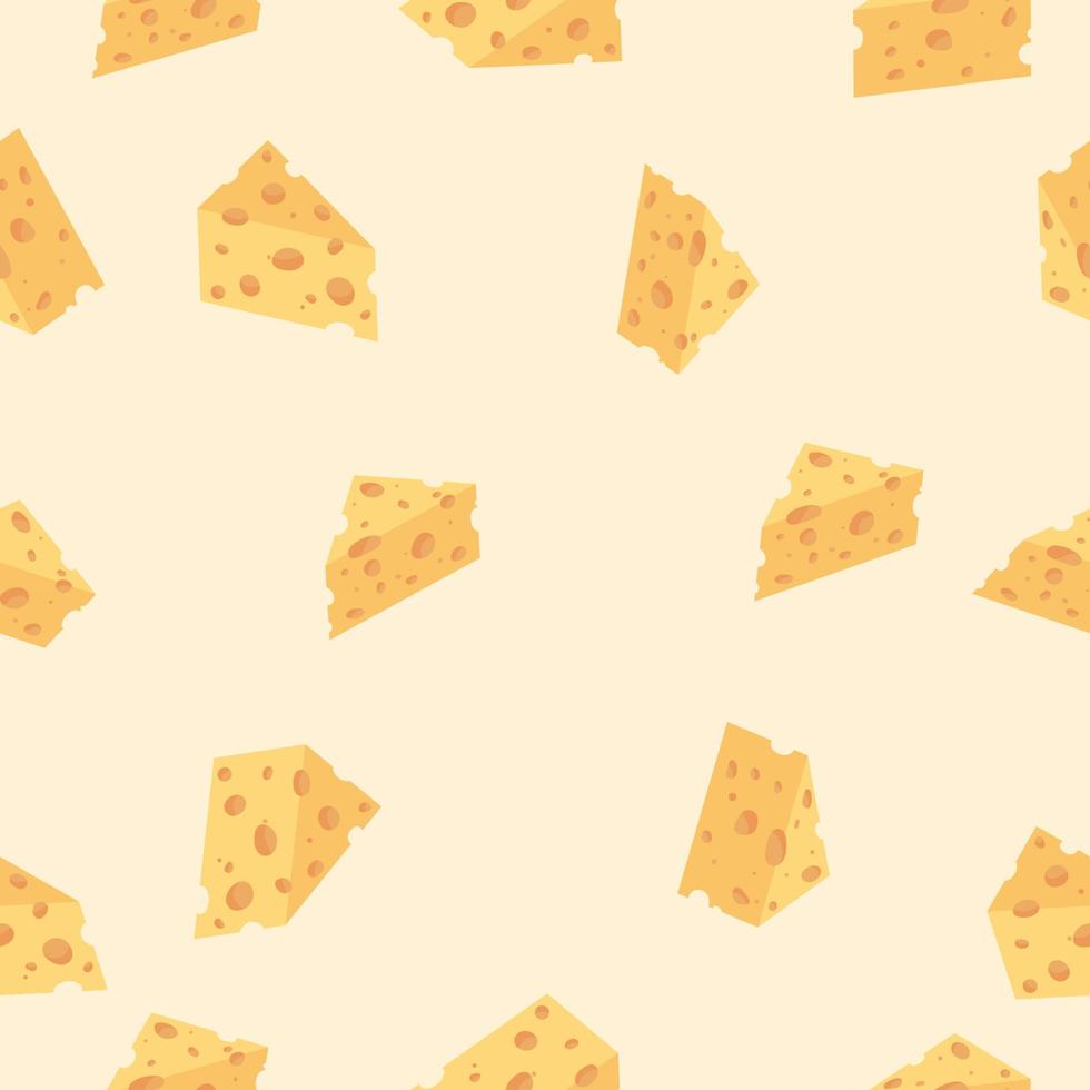 cartoon cheese seamless pattern. Triangular piece of cheese cartoon illustration. Cheese flat icon. vector