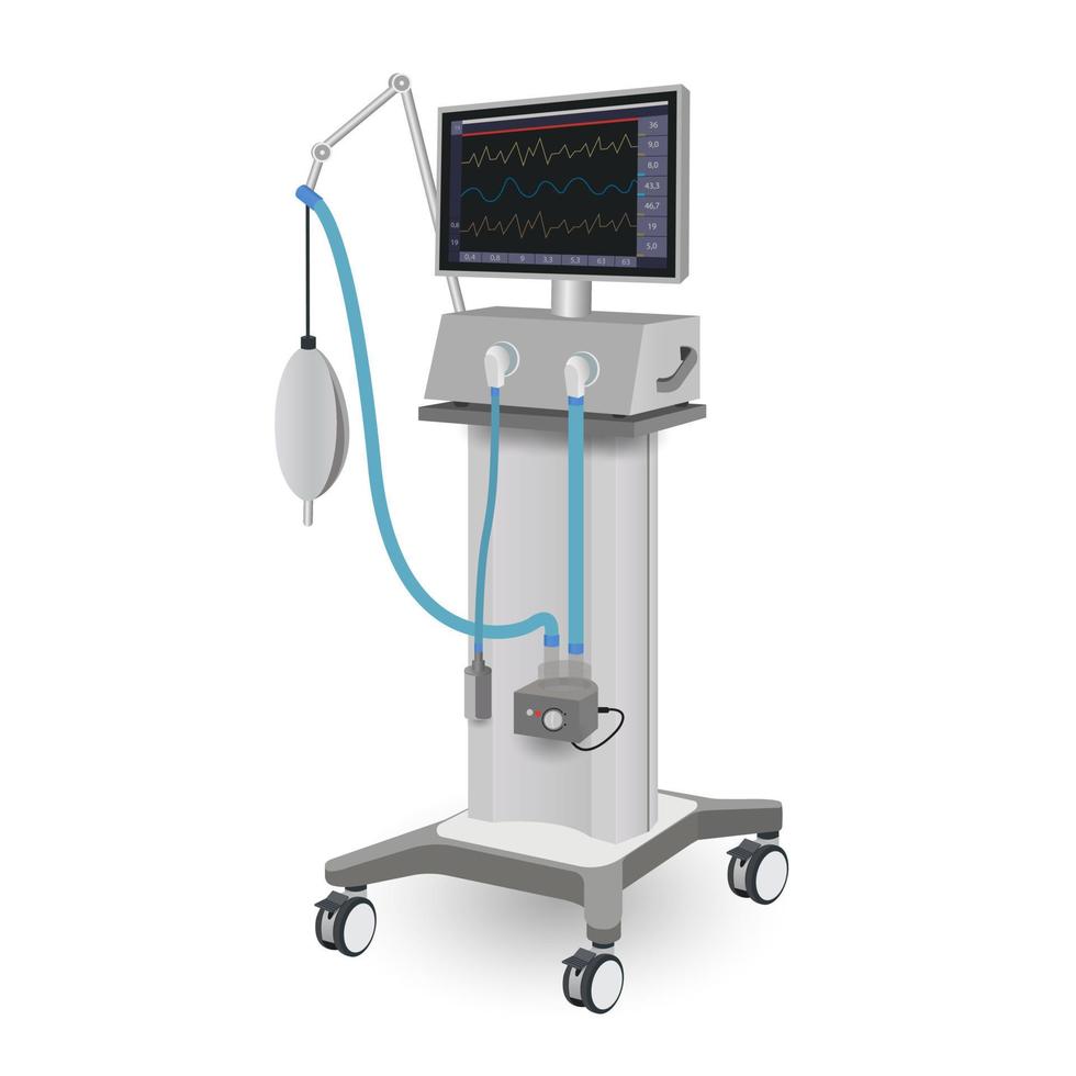 Intensive care ventilator for emergency medical care. Resuscitation of patients vector