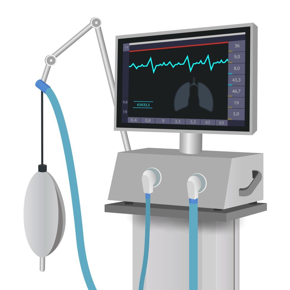 ventilador de cuidados intensivos para atención médica de emergencia. resucitación de pacientes vector