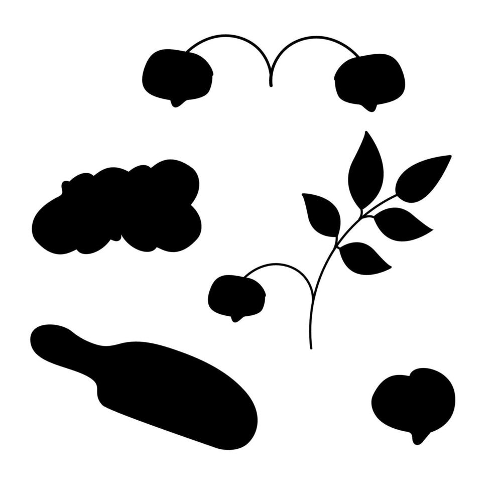 A set of different chickpeas silhouette. The world of legumes. vector