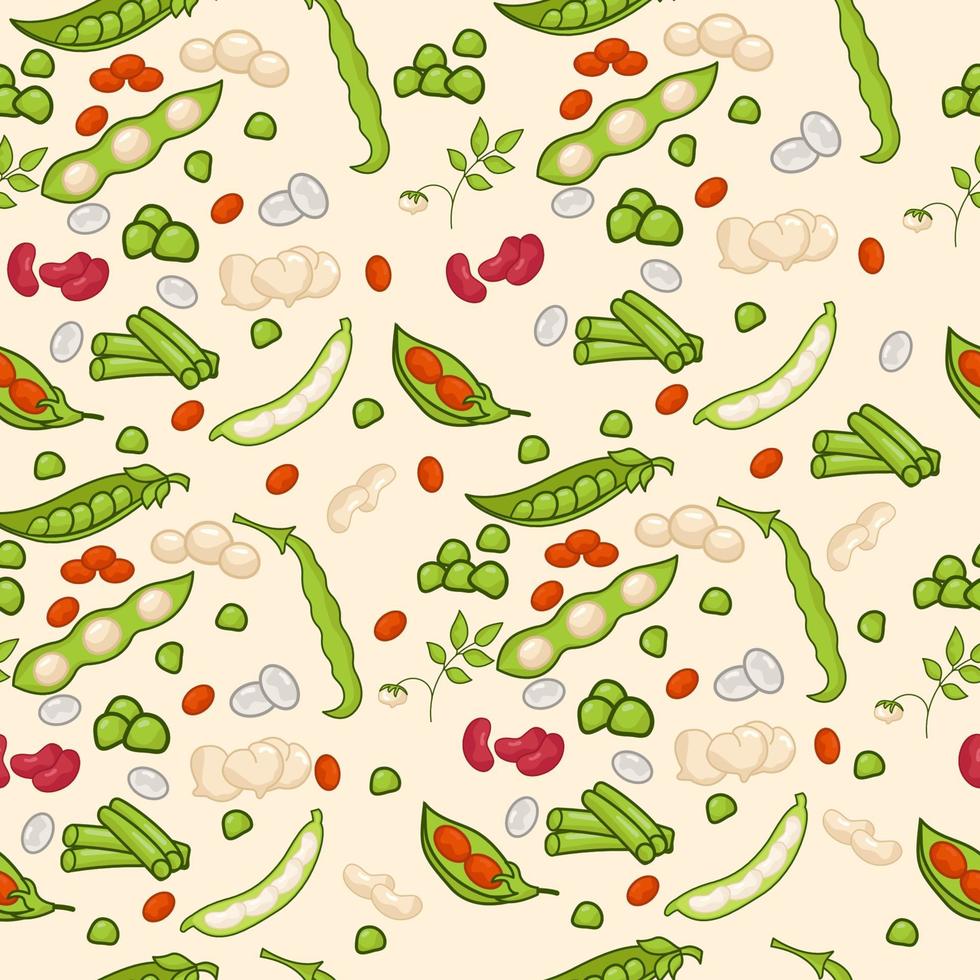 Seamless pattern of legumes on a light background. The world of legumes vector