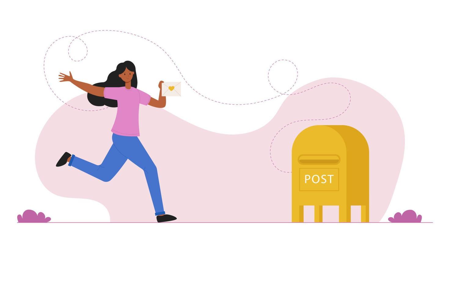 A woman sends a letter. National Send a Card to a Friend Day vector