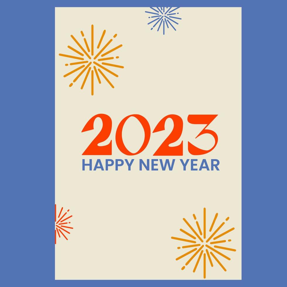 2023 New Year poster retro style. Abstract geometric typography design vector